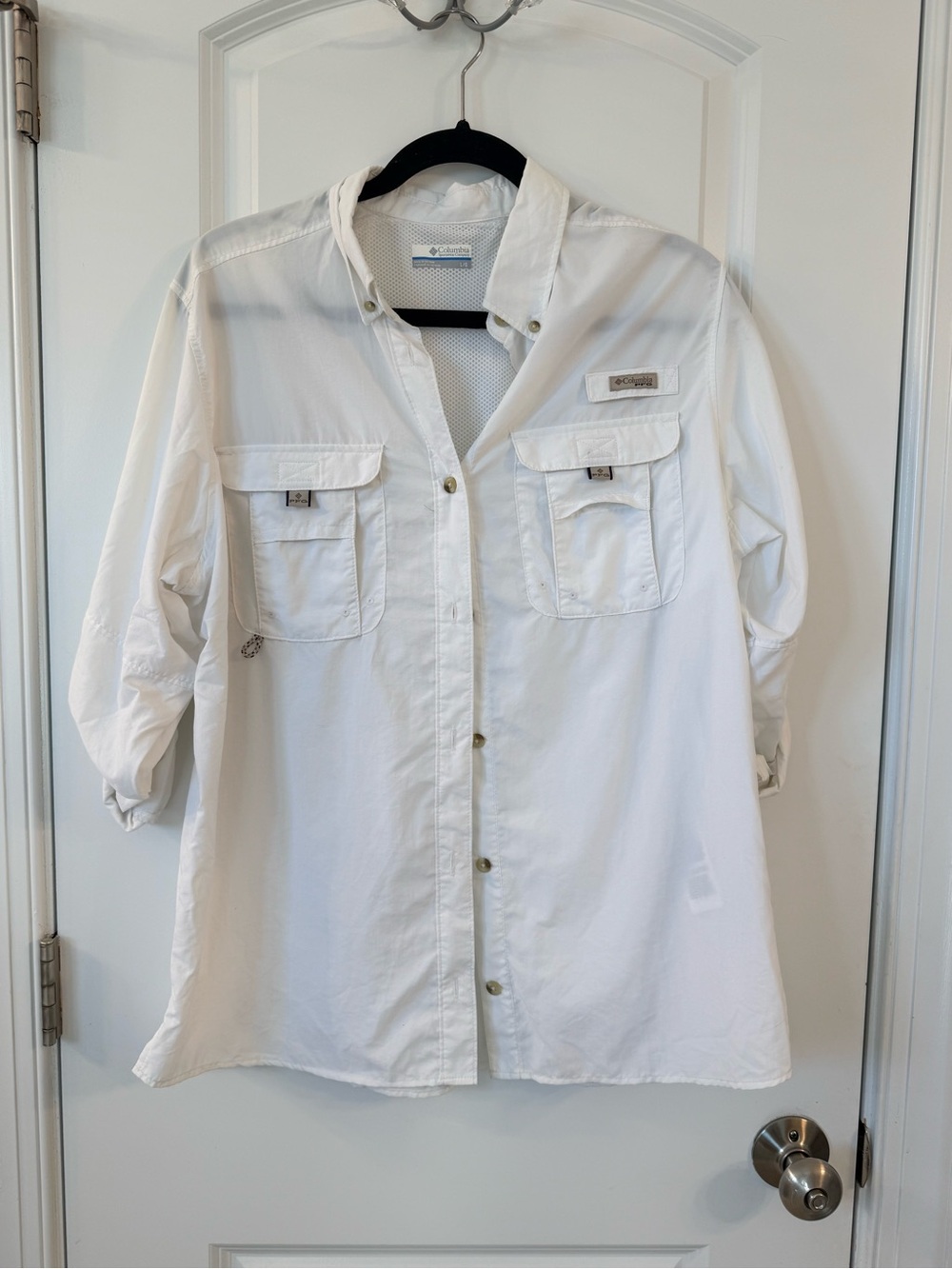 Columbia White Women's Lightweight Utility Shirt w/SPF 50 (L)